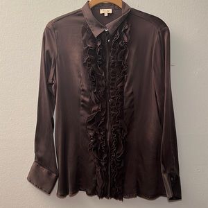 "Her"Women's Silk Long Sleeve Brown Shirt
